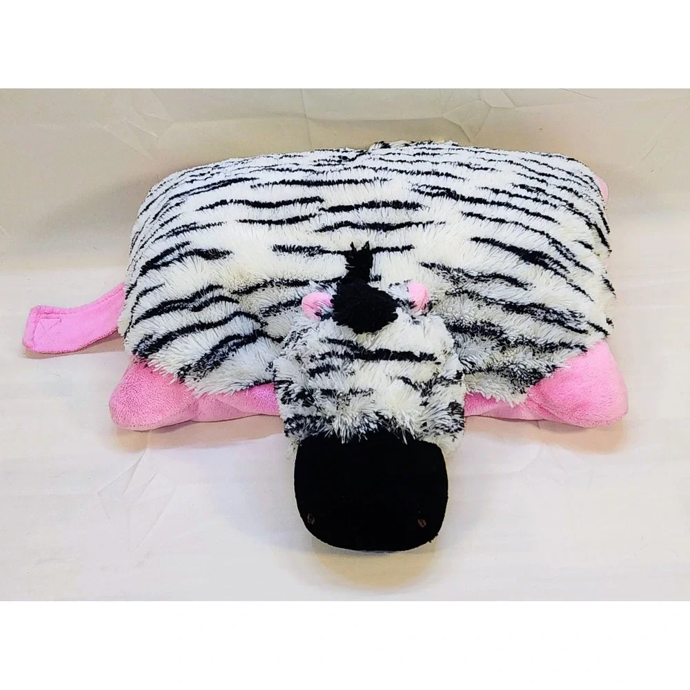 Beautiful Pillow‎ Pets Zebra Plush 2010 Original Black White Pink Retired